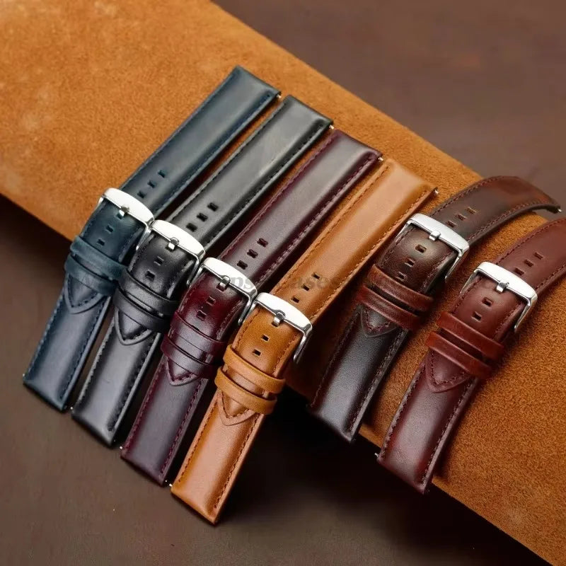 Genuine Leather Watchband 18mm 20mm 22mm 24mm 26mm Vintage Cowhide Watch Strap for DW Quick Release Bracelet Universal Wristband