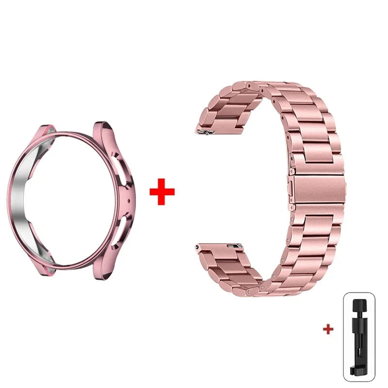 Band+Case for Samsung Galaxy Watch 6 5 4 44 40mm 4/6 Classic 46 42mm Stainless Steel Bracelet Galaxy Watch 3 5 Pro 41 45mm Strap