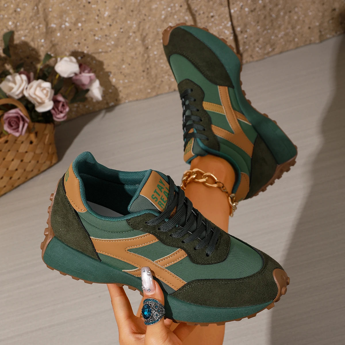 Women's Luxury Platform Sneakers – Lightweight, Anti-Slip Lace-Up Casual Sneakers