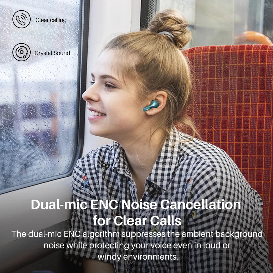 TOZO T20 Wireless Earbuds Bluetooth Headphones ENC with Dual Mic Call Noise Cancel LED Digital Display