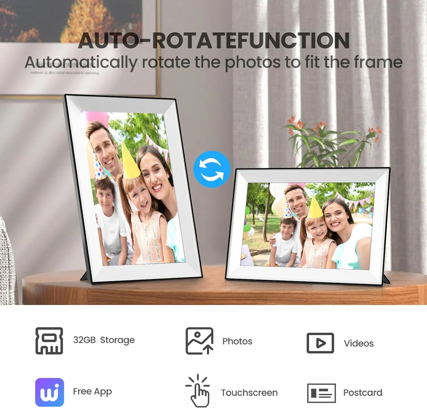 Digital Picture Frame 10.1 Inch 32GB Smart WiFi Digital Photo Frame with 1280x800 IPS HD Touch Screen Wall Mountable