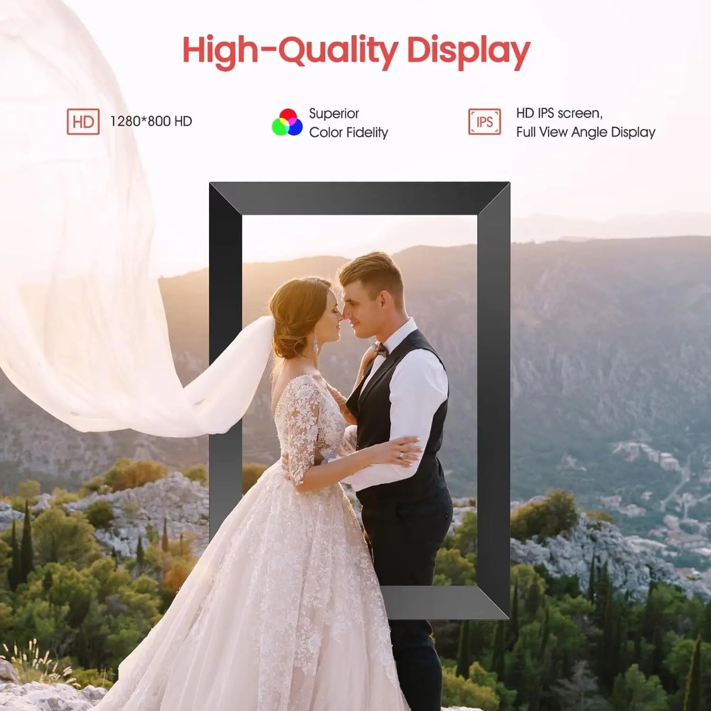 Frameo 10.1 Inch WiFi Digital Picture Frame,1280*800IPS HD Cloud Smart Digital Photo Frame,32GB Storage, Wall Mountable,For Mum