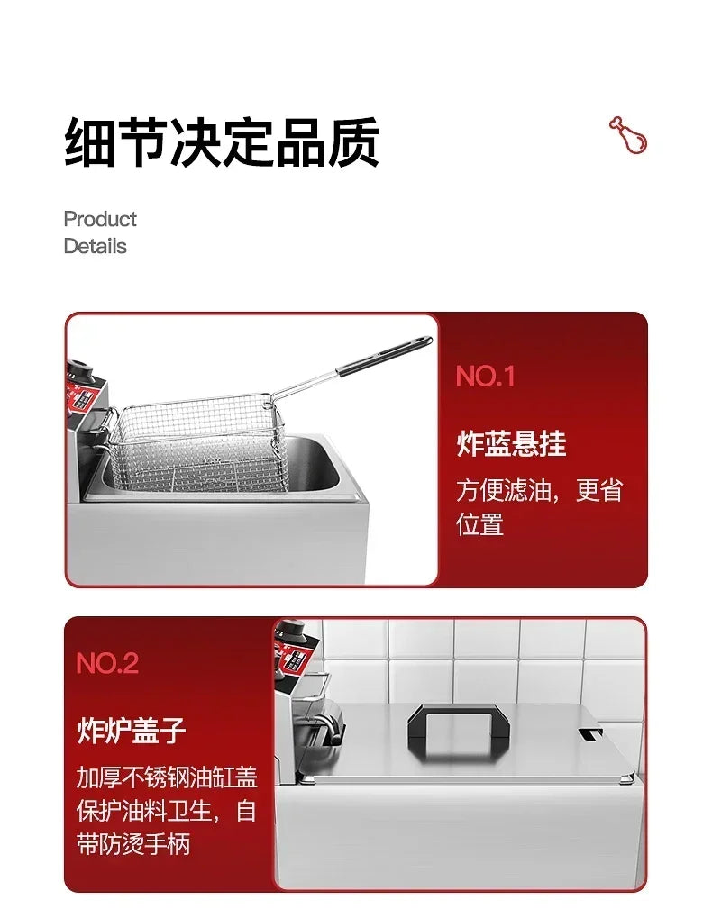 Chigo Professional Fryer Electric Cookware for Kitchen Deep French Fries Commercial Fryers Frying Oil Cooker Timer Arfrai 10L Ar