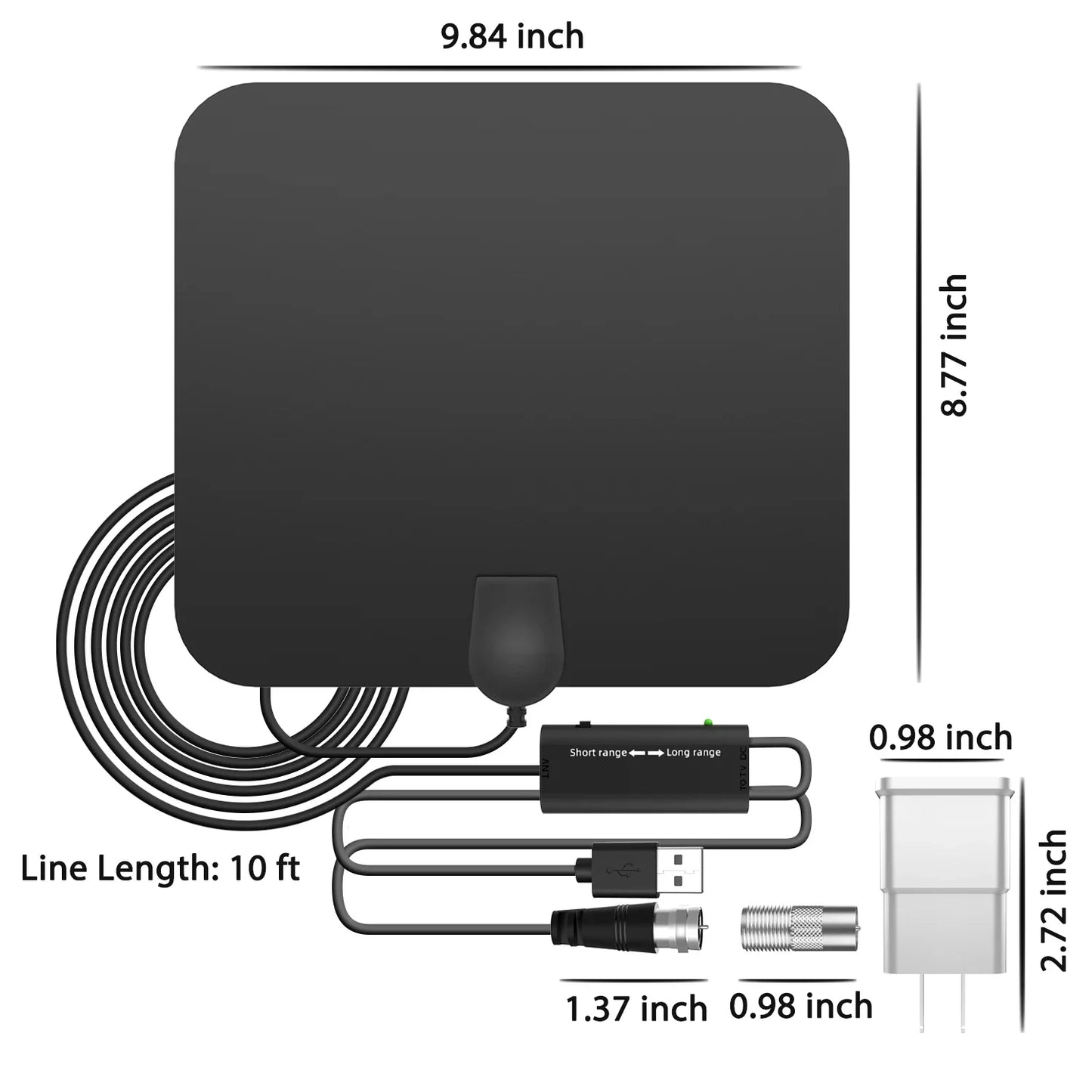 4K Flat Indoor TV Antenna HD Digital Indoor Aerial Amplifier HDTV Antenna 3600 Miles High Booster Signal Capture For TV Universa