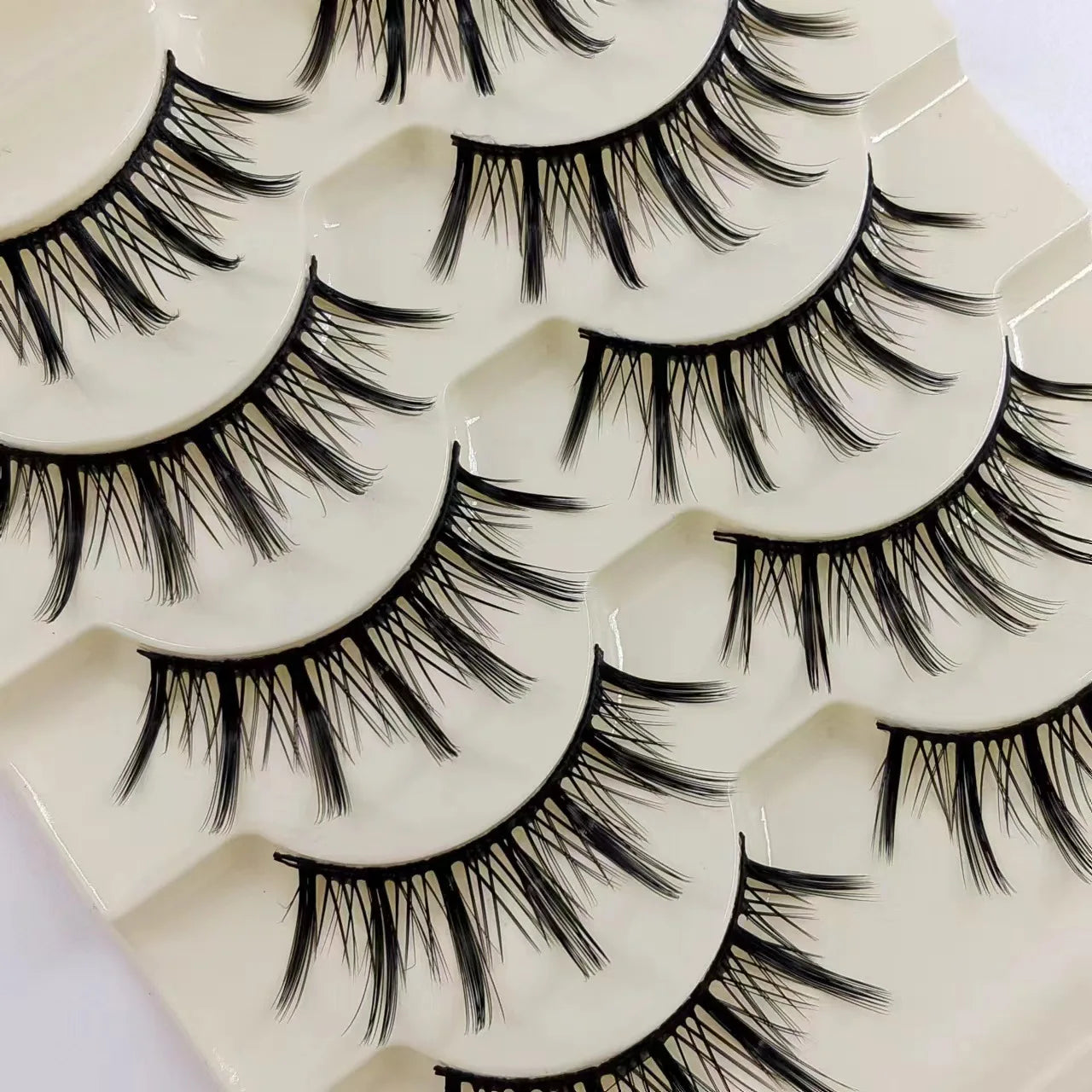 Natural Long Cosplay Makeup Cross Strip False Eyelashes Black Eye Lashes and Cat Eye Lashes 5pairs