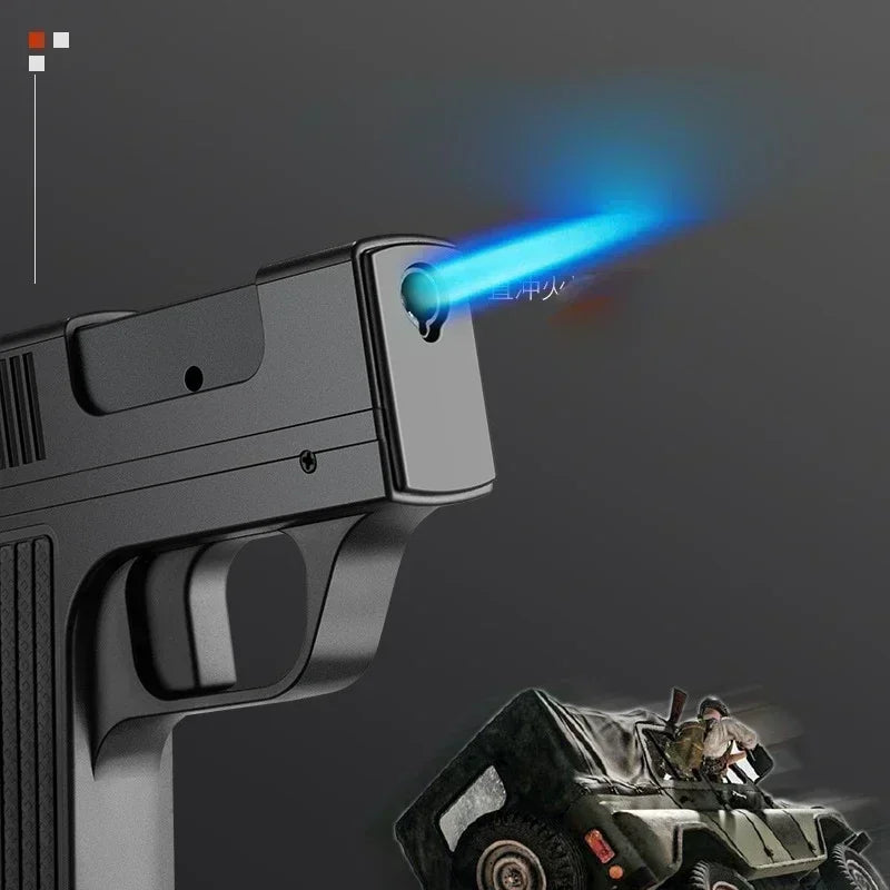 Unusual Pistol Style Lighters with Cigarette Case Jet Turb Torch Lighter Capacity 10PCS Cigarette Windproof Cigar Lighter