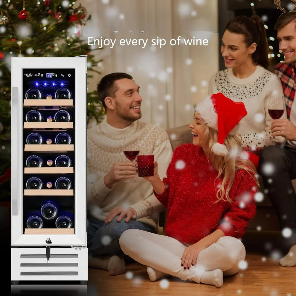 12 Inch Wine Refrigerator, 18 Bottles Wines Cooler with Upgraded Compressor, 41-72F, Fits Large Wine Bottles, Mini Wines Fridge