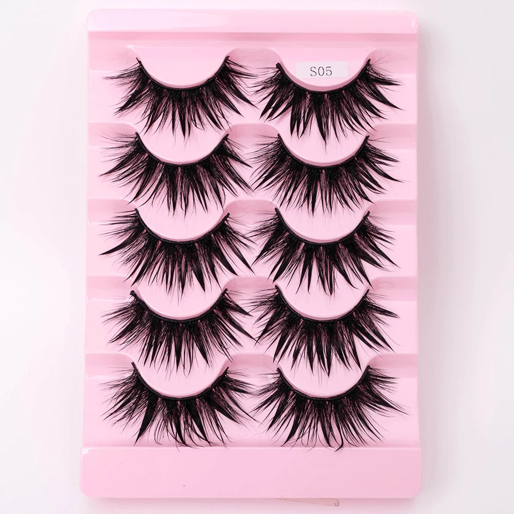 5Pairs Halloween Lash Drip False Eyelashes Unique Wet Look Hydrated Effect Multi-Length Rewearable Fake Eyelashes