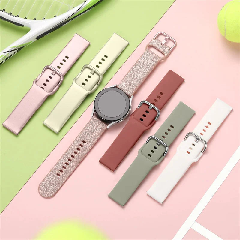 Silicone Strap+Case for Samsung Galaxy Watch Active 2 40mm 44mm Bracelet Tempered Glass Screen Protector Cover correas 20mm band