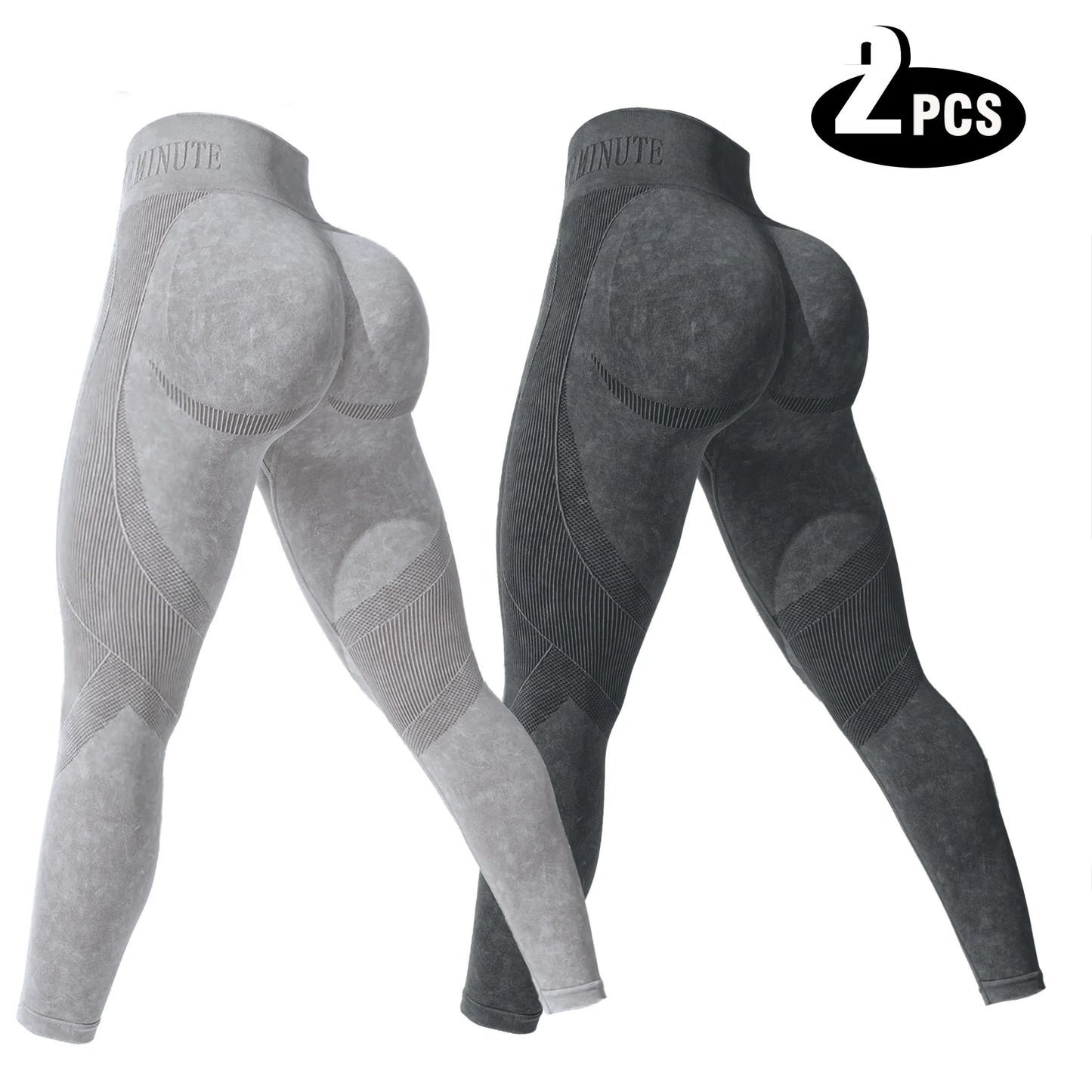 2 Pack Women's High Waisted Sexy Butt Lifting Seamless Solid Color Breathable Leggings