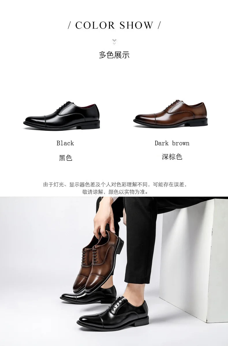 Dress Shoes Men Genuine Cow High Quality Handmade Oxford Leather Suit Shoes Footwear Wedding Formal Italian Shoes Hot