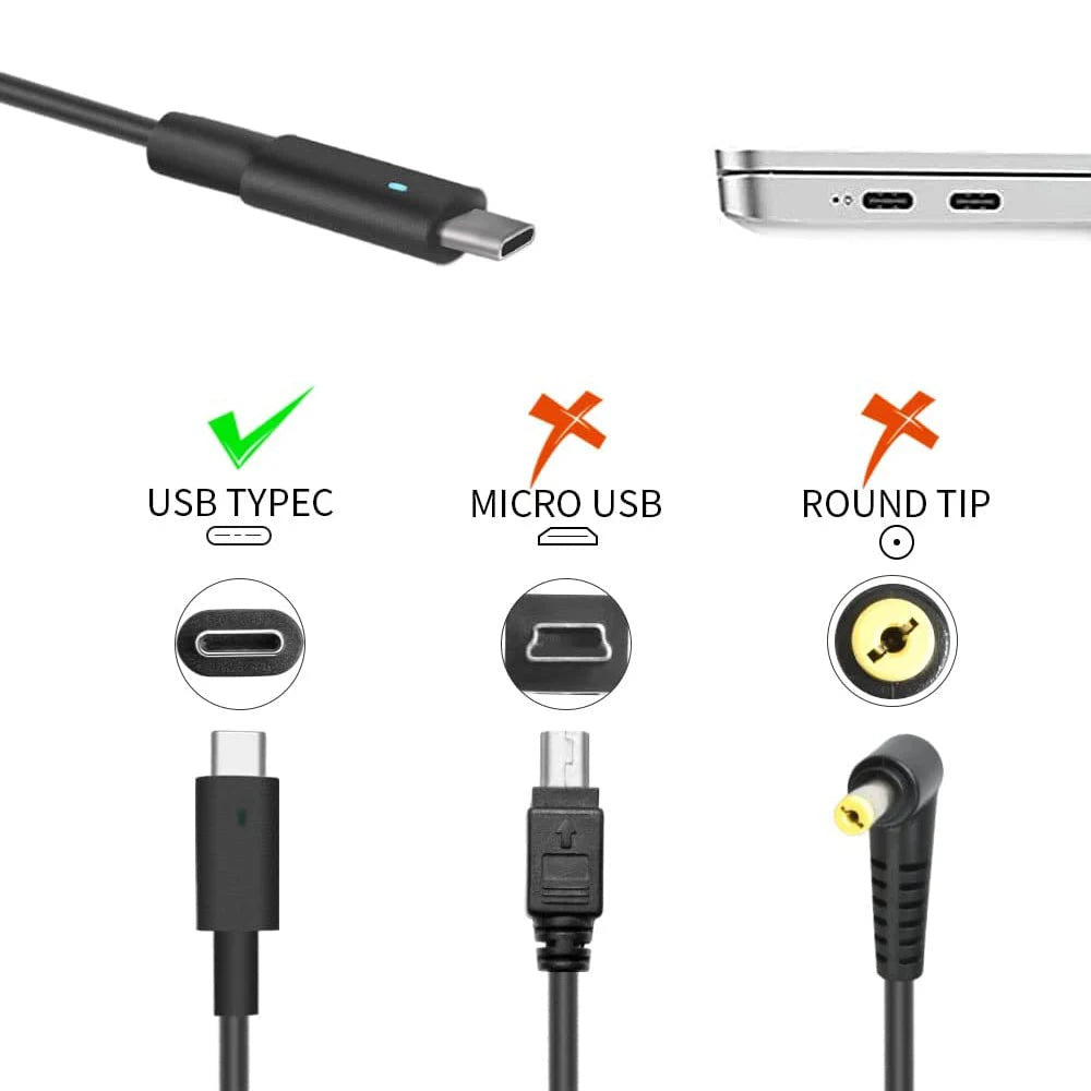 45W USB Type C Laptop Charger AC Power Supply Adapter For Dell XPS 13 9365 9370 9380,Latitude 7275 7370 5285 5290-2in1 7390-2in1