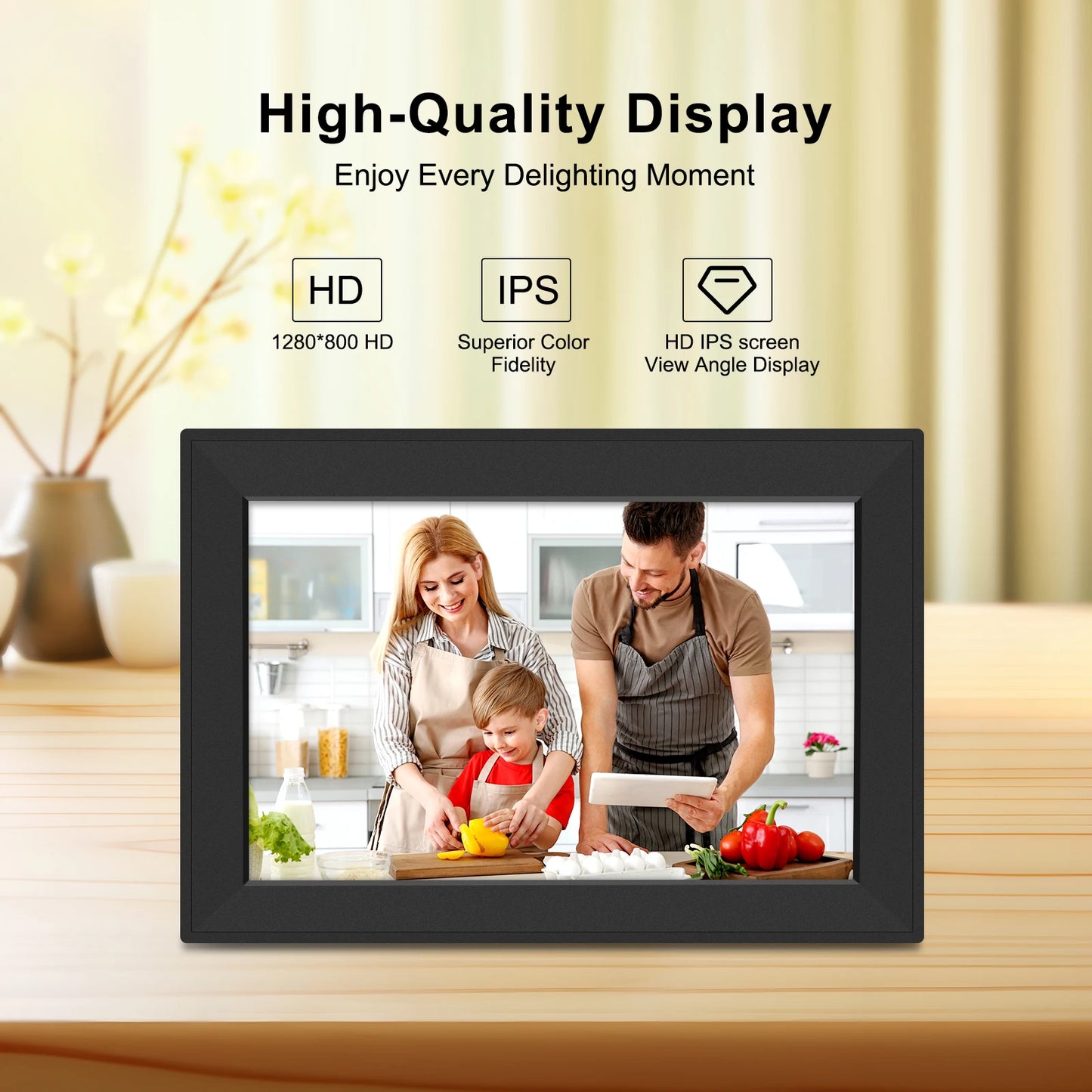 WiFi Digital Photo Frame 10.1 Inch Smart Digital Picture Frame with 1280x800 IPS HD Touch Screen Home Decoration for You Gift