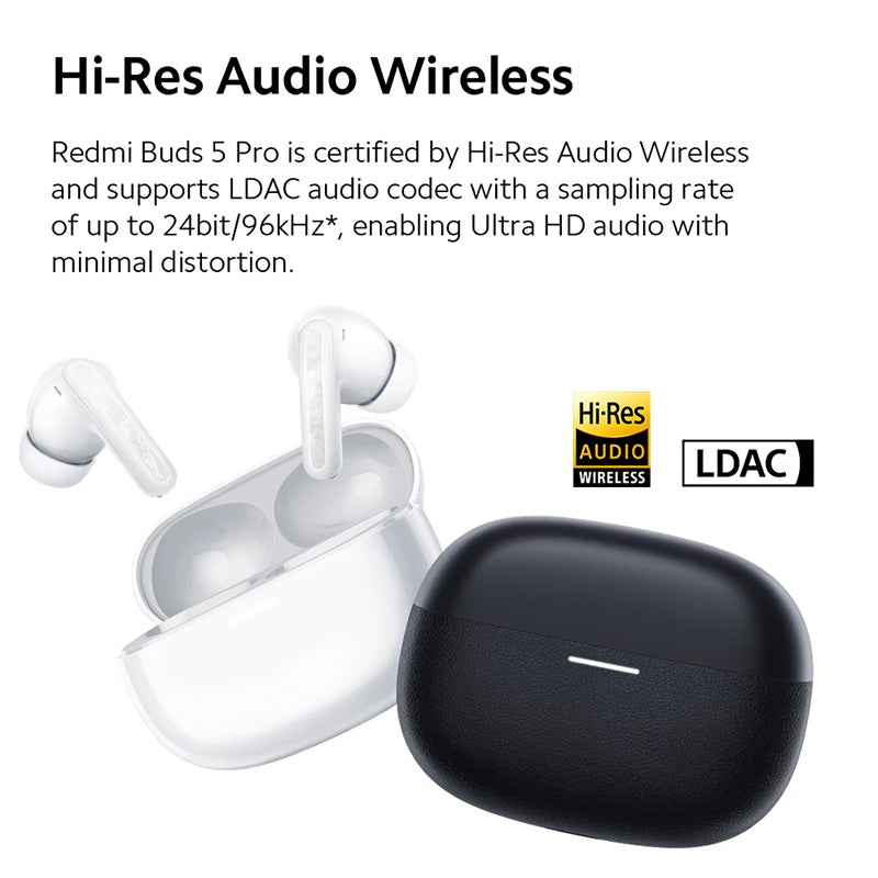 Global Version Xiaomi Redmi Buds 5 Pro Life IP54 Dust Water Resistant Earbuds 52dB Noise Cancelling Bluetooth TWS Earphone