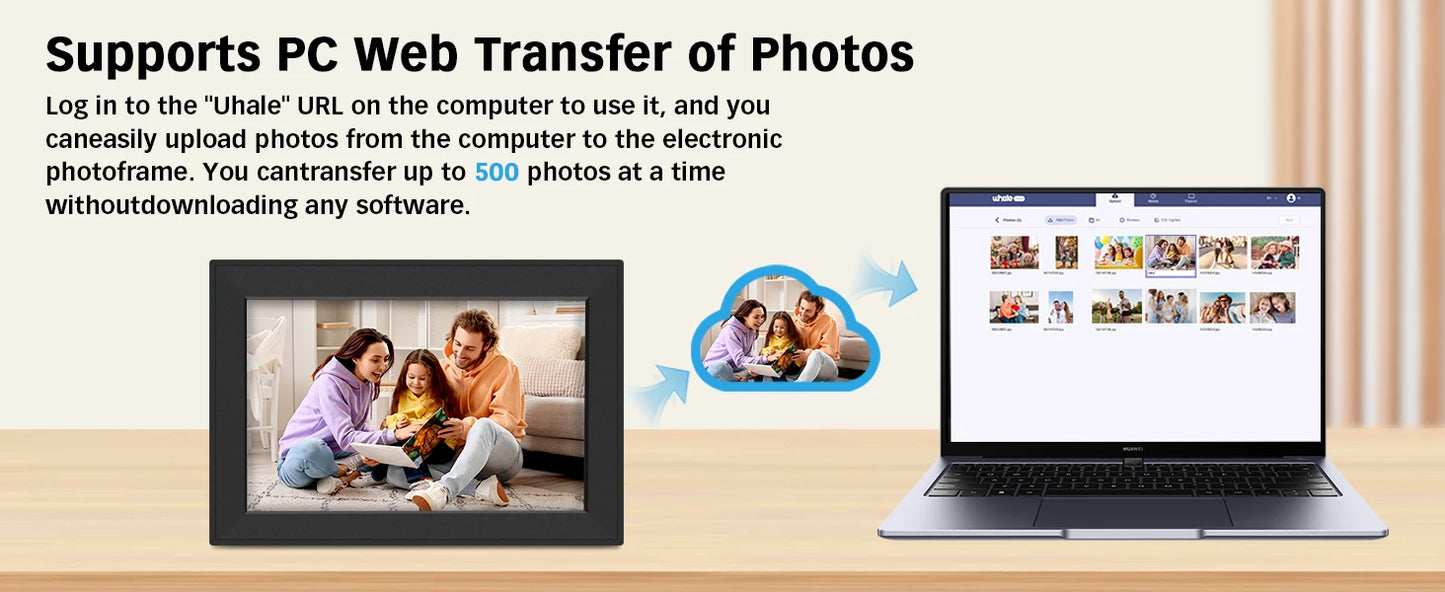 WiFi Digital Photo Frame 10.1 Inch Smart Digital Picture Frame with 1280x800 IPS HD Touch Screen Home Decoration for You Gift