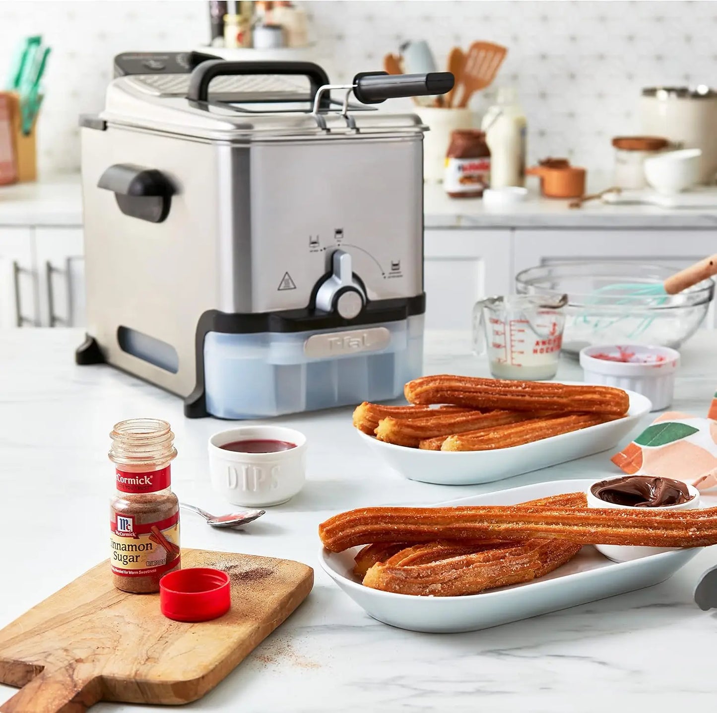 T-fal 3.5L Stainless Steel Deep Fryer with Basket, 1700W, Oil Filtration, Temp Control, Digital Timer, Dishwasher Safe Parts