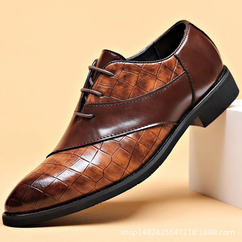Luxury Leather Shoes for Men Brand Derby Shoes for Men Pointed Toe Lace-up Men's Formal Shoes Handmade Business Footwear 2024