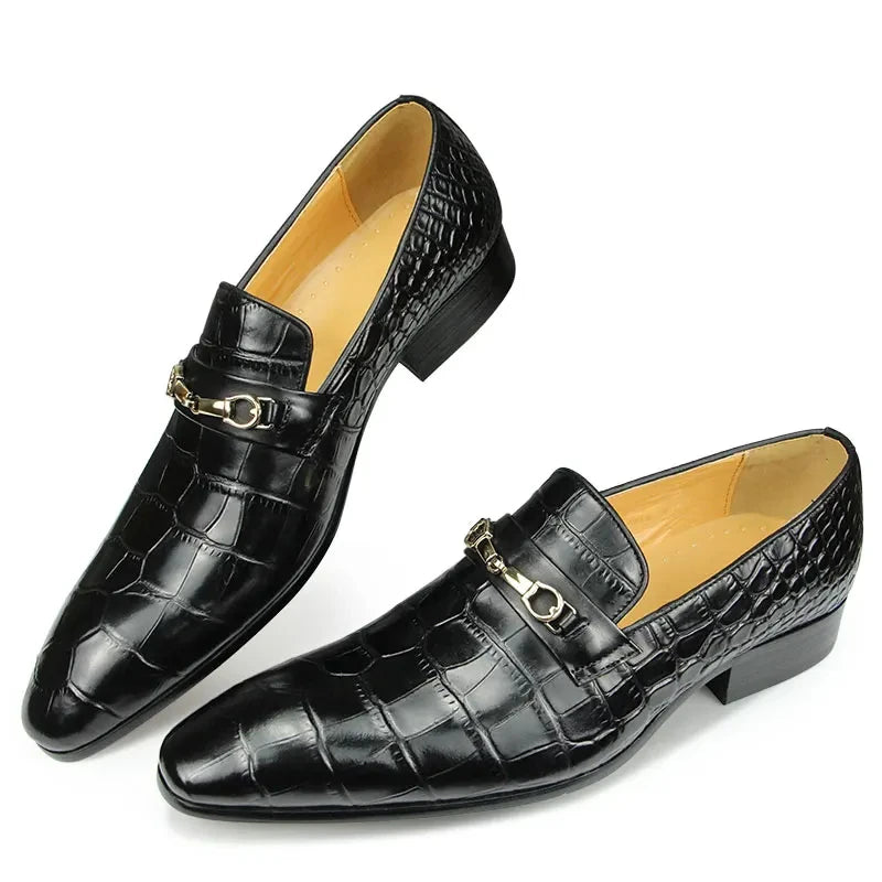 Successful Mens Loafers Business Dress Shoes Wedding Banquet Suit Italy Designer Leather Shoes Genuine Leather Pointed Toe