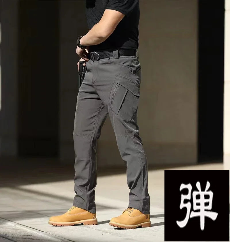 Mens Spring Autumn Tactical Cargo Elastic Pants Combat Trekking Hiking Camping Climbing Run Sport Cycling Work Outdoor Trousers
