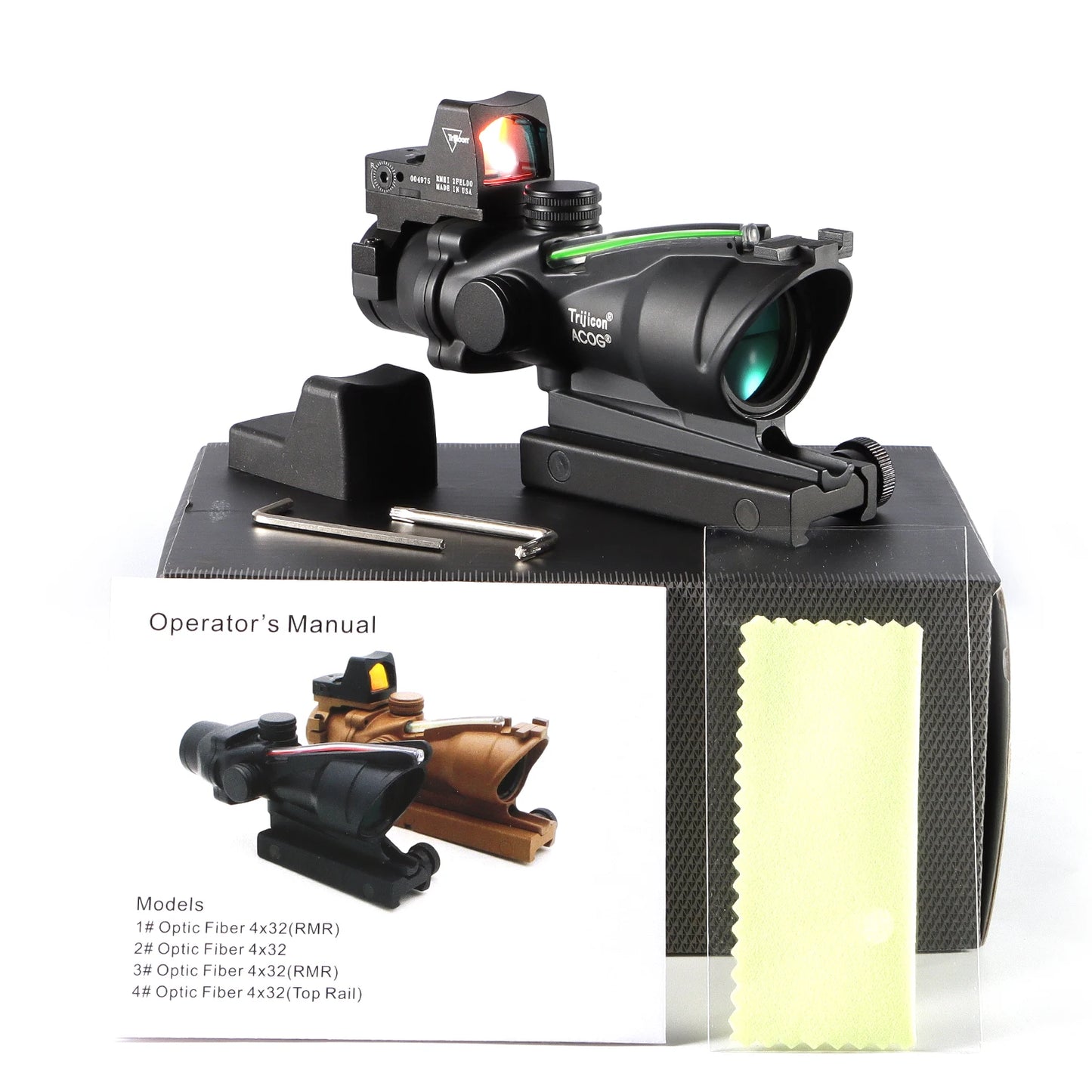 Adjustable 4x32 Red Dot 1x 4x Scope RMR Red Dot Tactical Scope 20mm Rail Scope for Glock Hunting