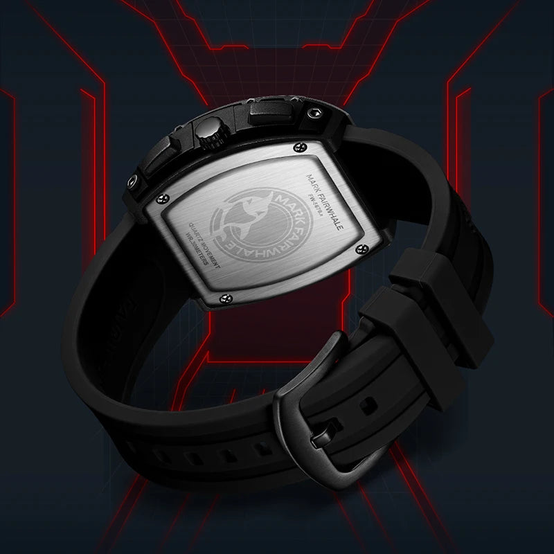 Luxury Watch Mens Fashion Brand Mark Fairwhale Sports Silicone Strap Clock Tonneau Chronograph Quartz Wristwatch Boy Dropshiping