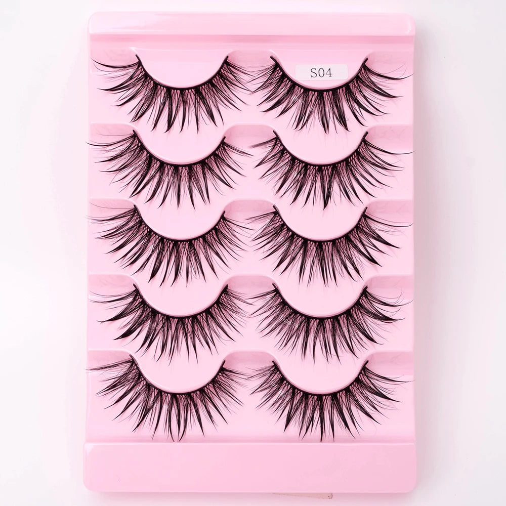 5Pairs Halloween Lash Drip False Eyelashes Unique Wet Look Hydrated Effect Multi-Length Rewearable Fake Eyelashes