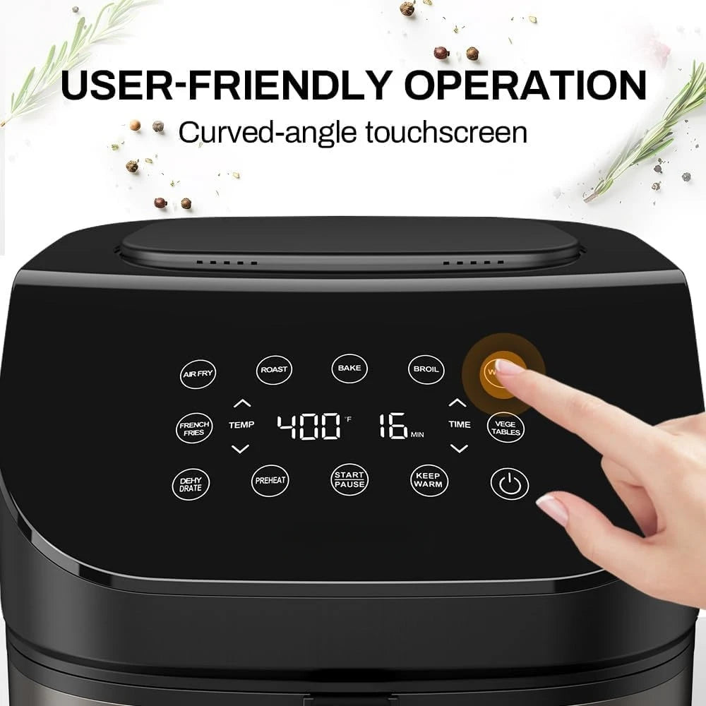 Air Fryer 6.8 Quarts, 10-in-1 Functions, Roast, Bake, Broil, Dehydrate, Nonstick & Dishwasher, Digital Touchscreen Air Fryers