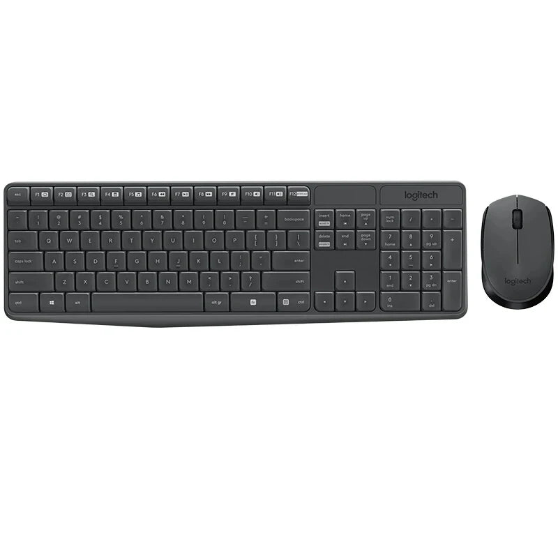 Logitech MK235 Wireless Keyboard Mouse Multimedia 2.4GHz Splash-Proof Design 1000dpi Micro USB Receiver Office Plug and Play