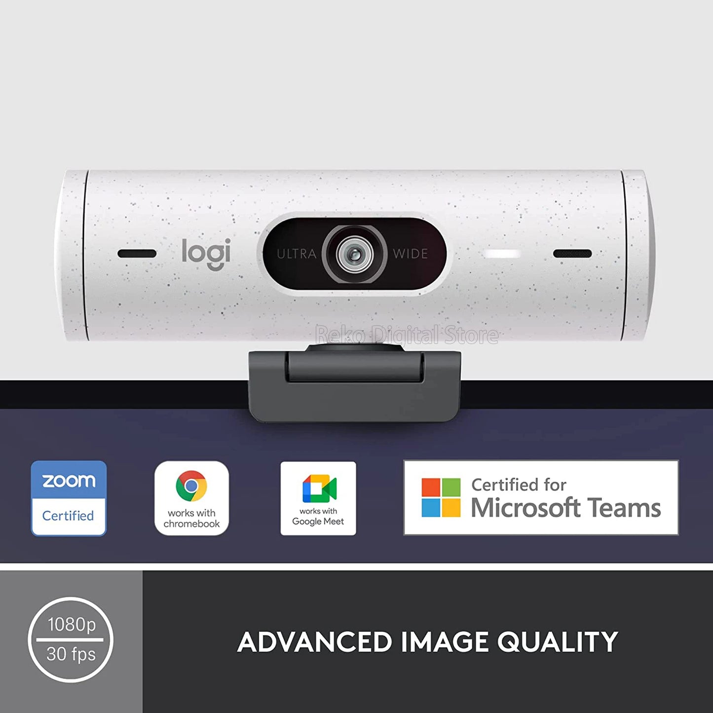 Logitech Brio 500 Full HD Webcam with Auto Light Correction Auto-Framing Show Mode Dual Noise Reduction Mics For conferences