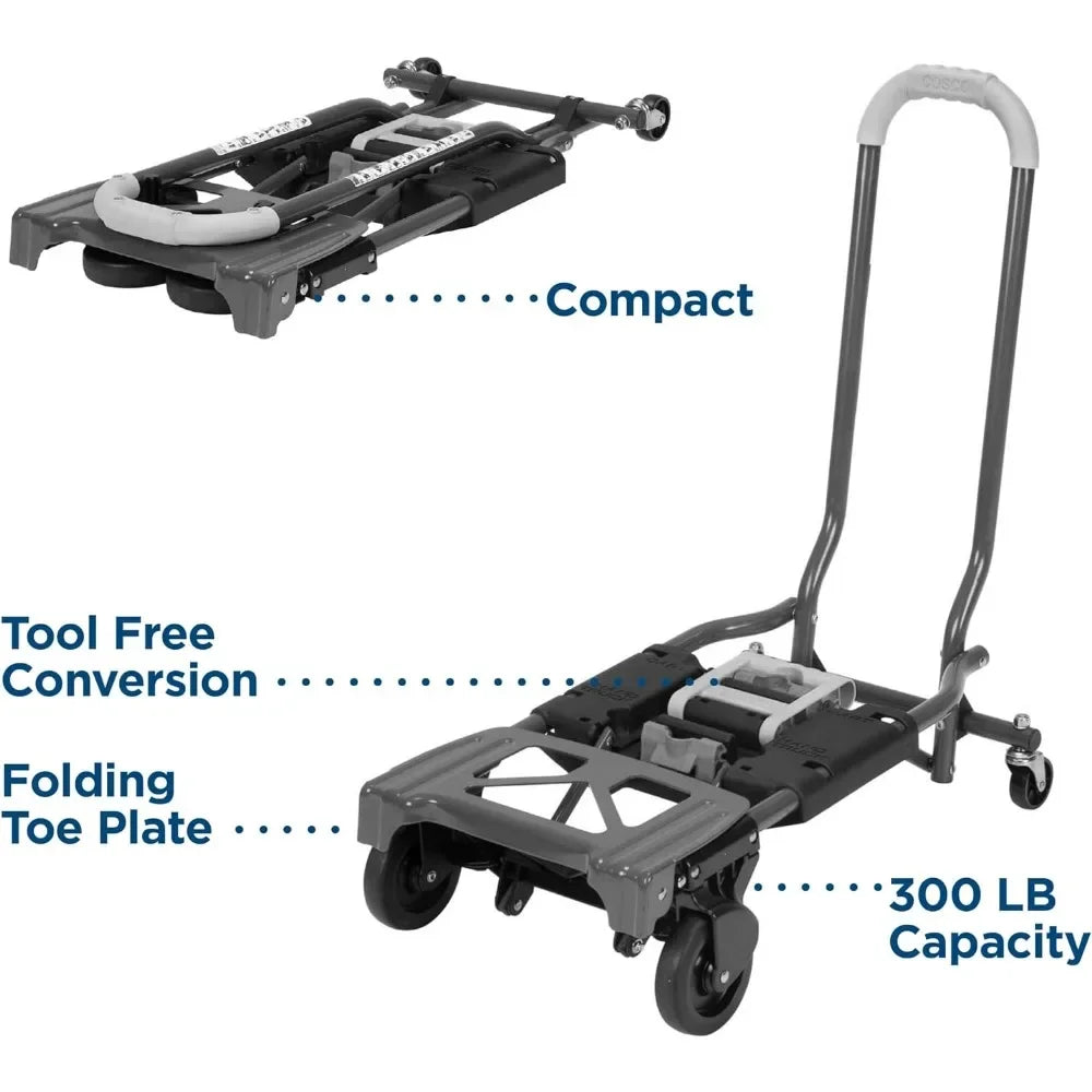 Shifter Multi-Position Folding Hand Truck and Cart, 300 lb. Weight Capacity, Green, 12222PBG1E
