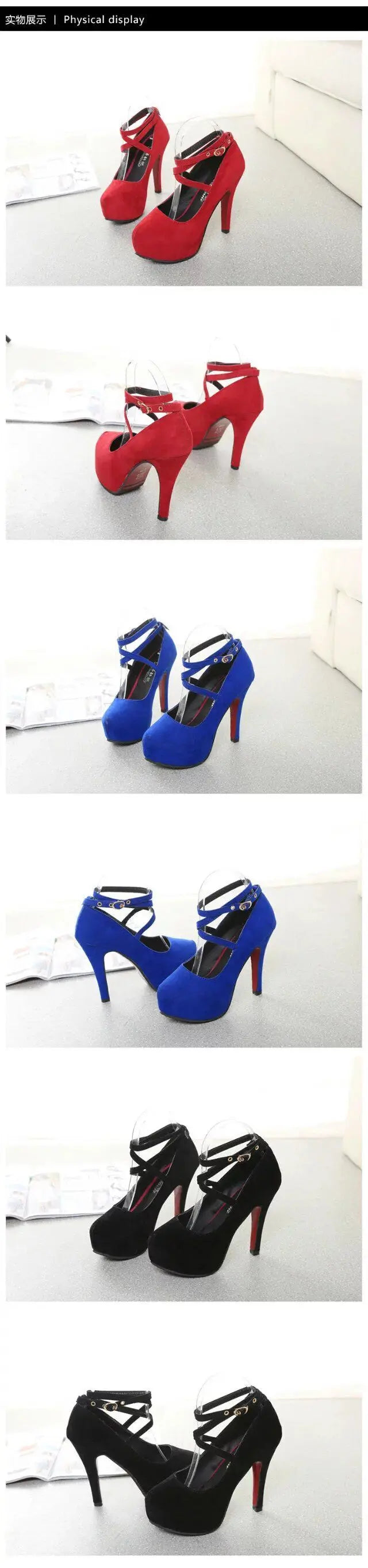 2024Autumn Women's Pumps Round Toe Thin Heel Shoes for Women High Heel Shallow Shoes Outdoor Dress Ankle Strap Bukle Strap Shoes
