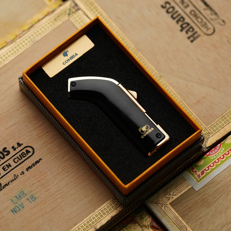 Metal Outdoor Windproof Cigar Lighter Blue Flame 2 Torch Turbo Jet Welding Torch Cigarette Lighter Men's Gift