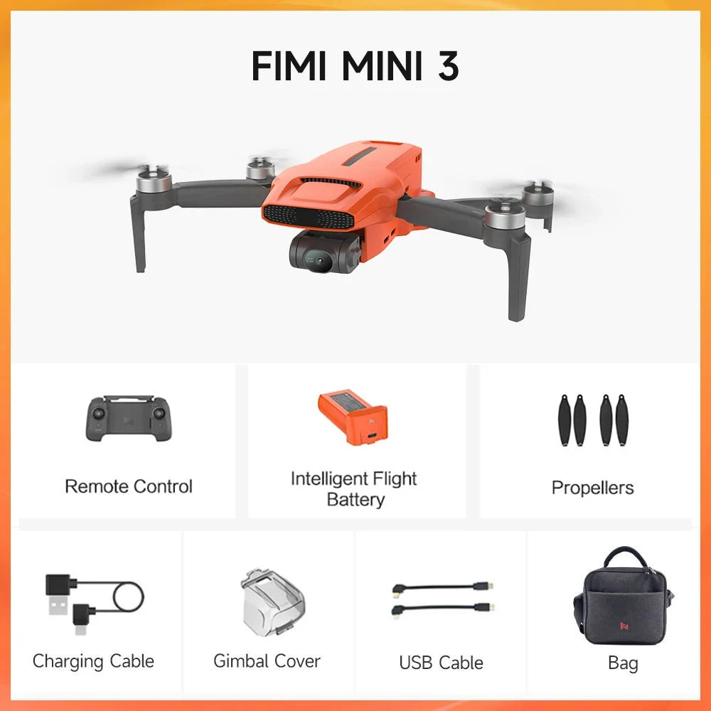 New Arrival Fimi Mini 3 249g With 3-Axis Gimbal Camera 4K 60fps AI Night Video GPS 9KM Transmission Range RC Drone Quadcopter