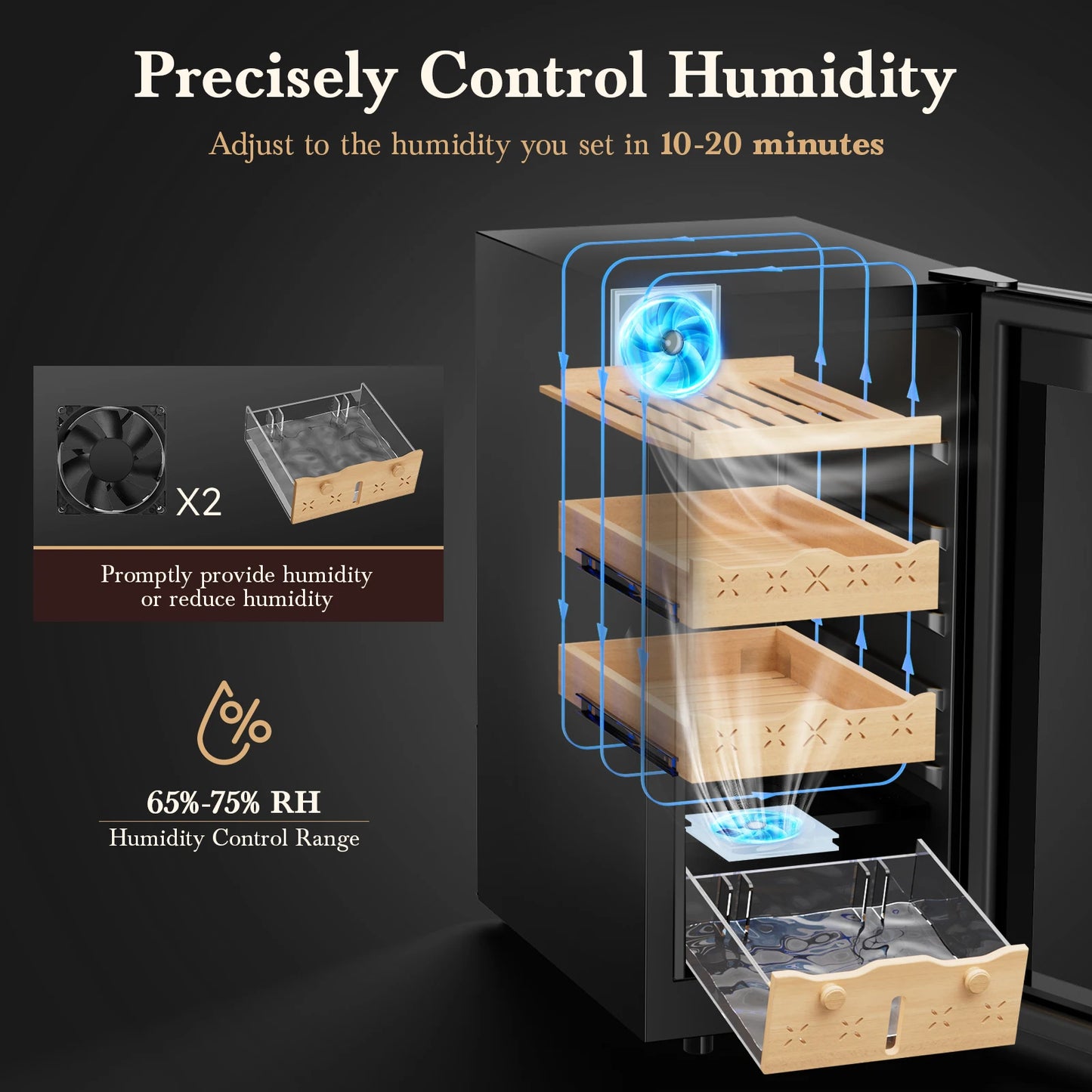 Electric Cigar Cooler Humidor 85L Large Cabinet for 700 Counts Spanish Cedar Wood Shelves & Drawer Cooling & Heating Function