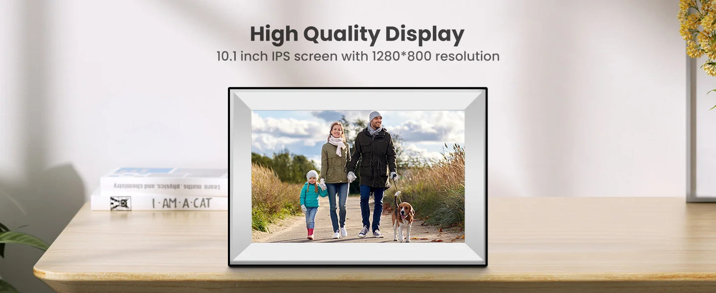 Digital Picture Frame 10.1 Inch 32GB Smart WiFi Digital Photo Frame with 1280x800 IPS HD Touch Screen Wall Mountable
