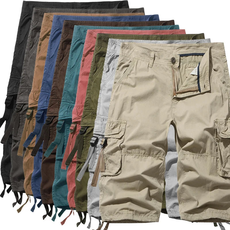 New style Cotton Below Knee Length 3/4 Long Shorts Men's Tactical Capri Pants Multi Pocket Summer Twill Work Cargo Pants Man