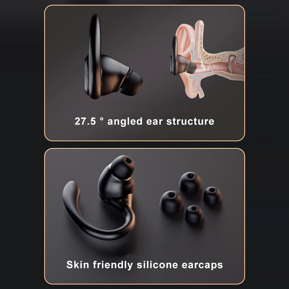 Wireless Bluetooth Headset Ear Hook Sports HiFI Stereo Headphones Waterproof Headset Noise Reduction LED Display Running Earbuds