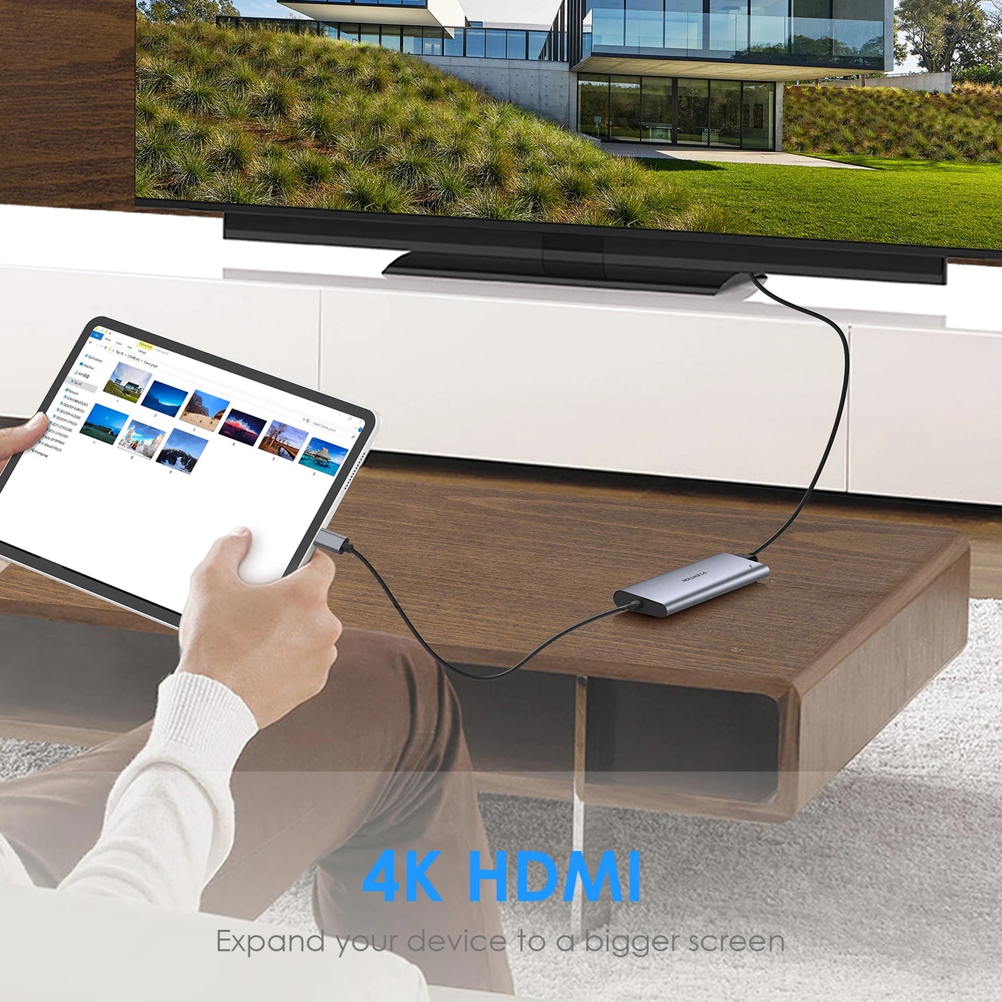4K HDMI Long Cable Docking Station USB C Hub Type-C USB 3.0Card Reader Charging Adapter MacBook Pro Air Laptop Splitter