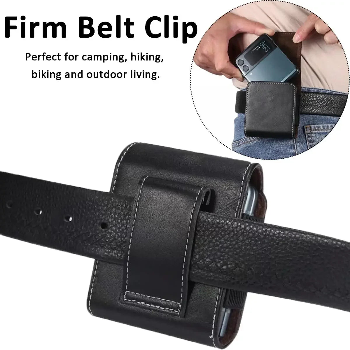 Firm Belt Clip Leather Phone Case for Samsung Galaxy Z Flip4 Flip 4 5g FLIP5 Flip3 Flip 5 3 for Moto Razr Full Protection Cover