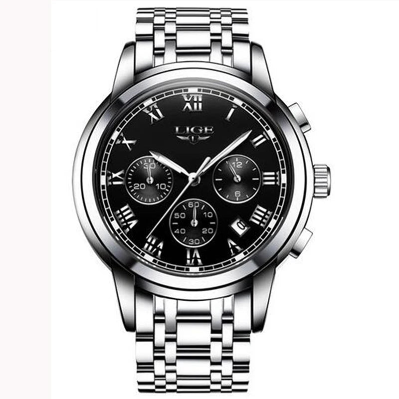 Man Watch LIGE Top Brand Luxury Casual Sport Chronograph Watches for Men Waterproof Fashion Full Steel Quartz Clock Reloj Hombre