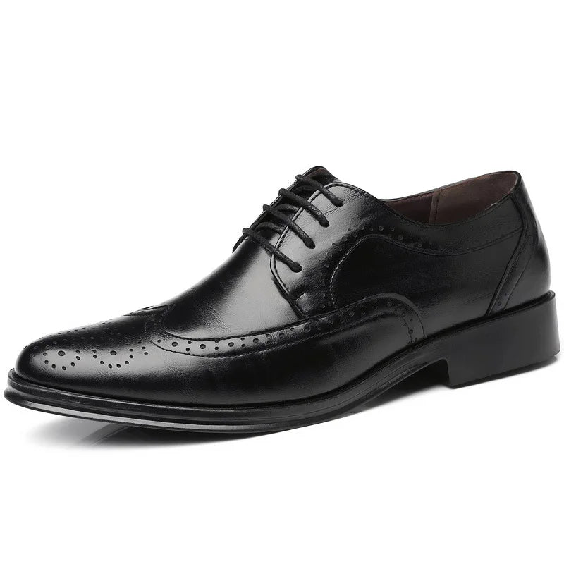 Handcrafted Mens Oxford Shoes Genuine Calfskin Leather Brogue Dress Shoes Classic Business Formal Shoes Man