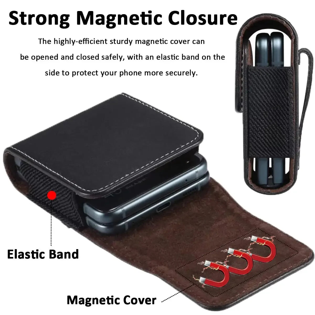 Firm Belt Clip Leather Phone Case for Samsung Galaxy Z Flip4 Flip 4 5g FLIP5 Flip3 Flip 5 3 for Moto Razr Full Protection Cover