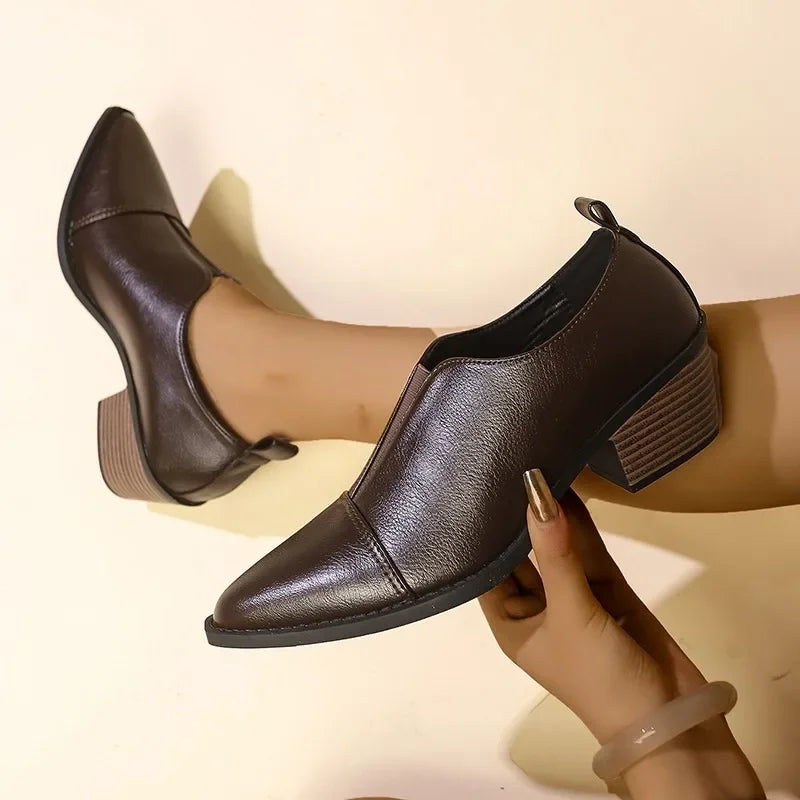 Ladies Shoes 2024 high quality slip-on Women's High heels Fashion Plus Size Office and Career sexy pointed toe solid heels women