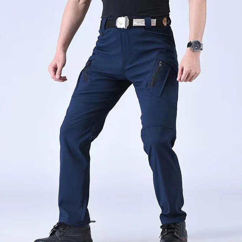 Mens Spring Autumn Tactical Cargo Elastic Pants Combat Trekking Hiking Camping Climbing Run Sport Cycling Work Outdoor Trousers