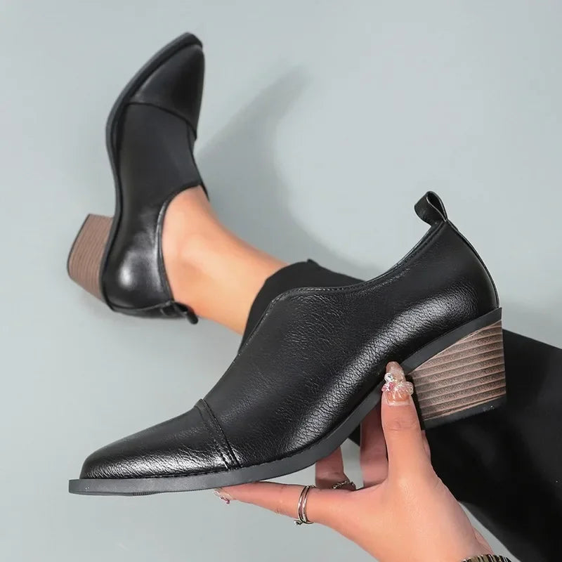 Ladies Shoes 2024 high quality slip-on Women's High heels Fashion Plus Size Office and Career sexy pointed toe solid heels women