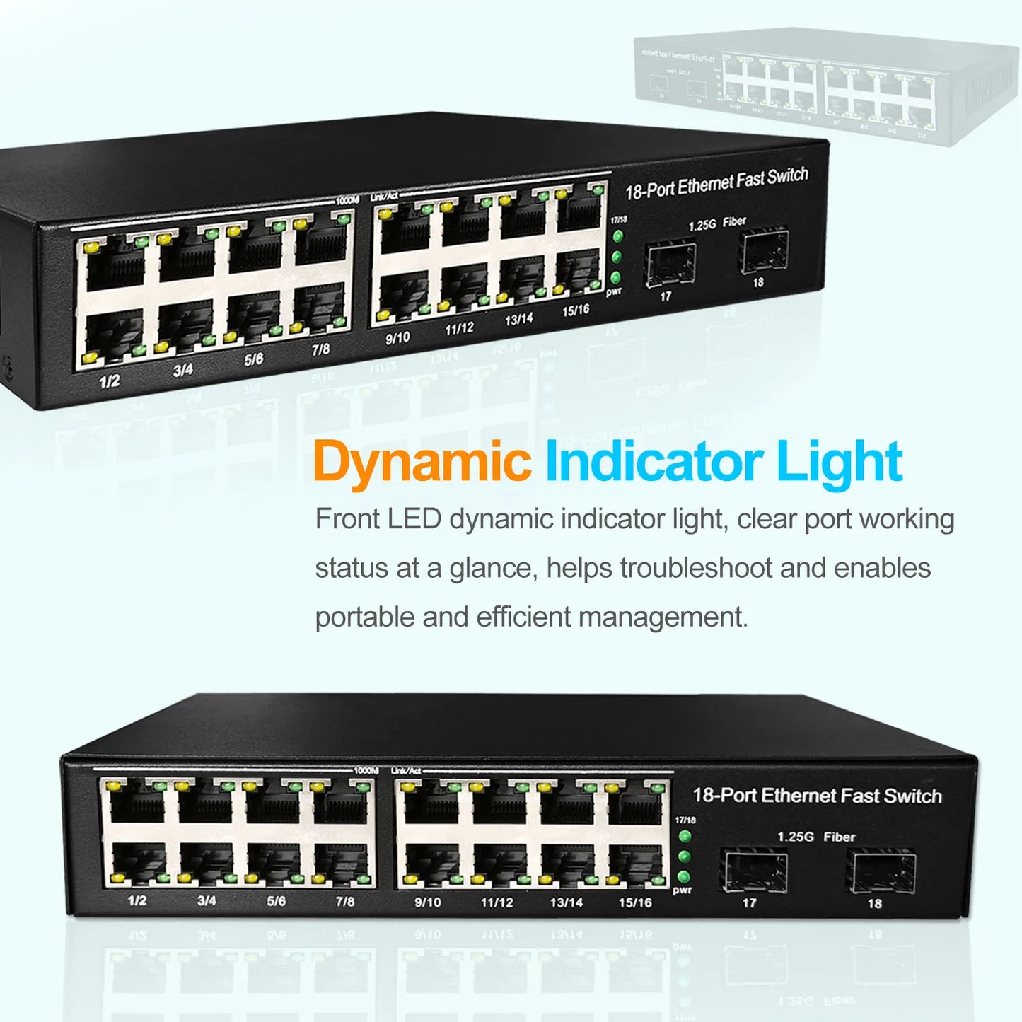 18 Port 16/1000M Ethernet Network Unmanaged Switch