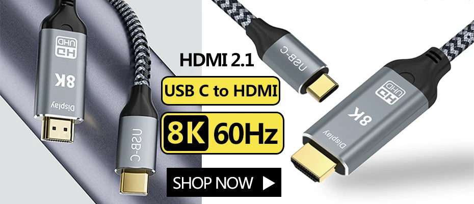 FDBRO 8K HDMI 2.1 Cable 8K@60Hz 4K@120Hz 48Gbps EARC ARC HDCP Ultra High Speed HDR For RTX Video Cable PC Laptop Projector HD TV