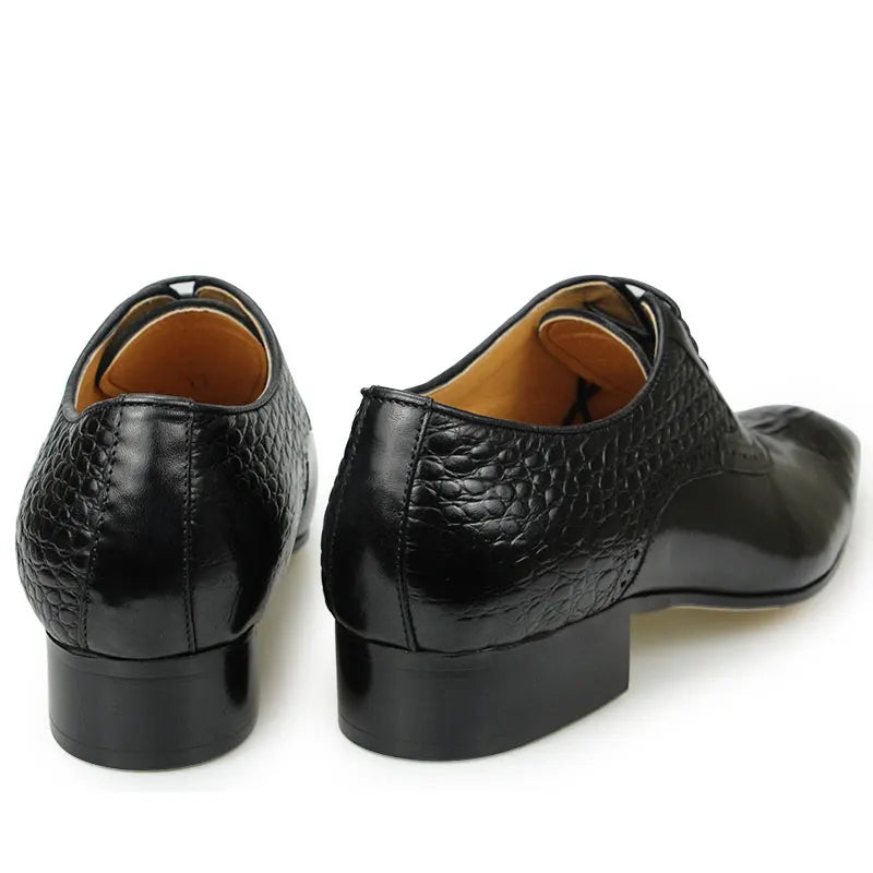 Italy Men's Shoes Prince Classic Modern Formal Oxford Wingtip Lace Up Dress Shoes Handmade Black Genuine Leather Free Shipping