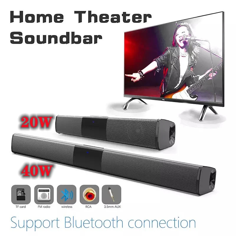 Portable 40W Bluetooth Speaker column High Power Speaker TV SoundBar for Computer Music Center Boom Box with TF AUX USB radio
