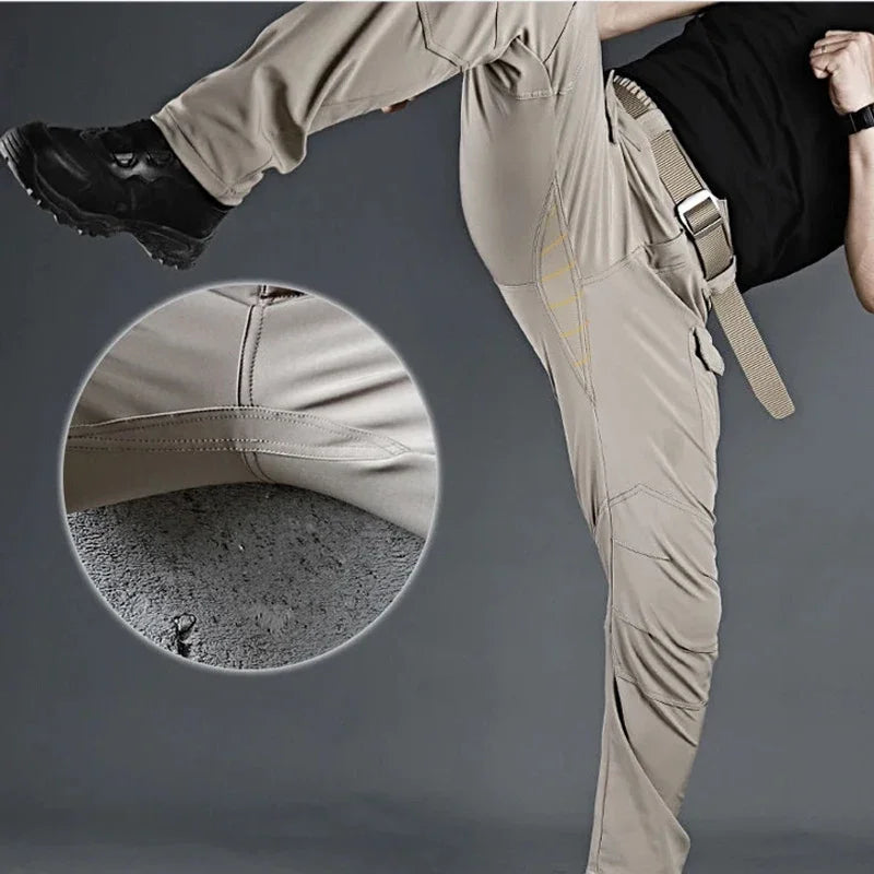 Mens Tactical Cargo Pants Climbing Hiking Camping Fishing Hunting Elastic Trousers Quick Dry Trekking Sports